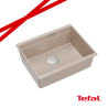 LOGAN 100 GraniteQ zlewozmywak pearl beige 56x45x21,5 cm 1-komorowy podwieszany z syfonem stal + PATELNIE INDUKCJA