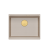 LOGAN 100 GraniteQ zlewozmywak pearl beige 56x45x21,5 cm 1-komorowy podwieszany z syfonem manualnym złoty + PATELNAI TEFAL INDUK