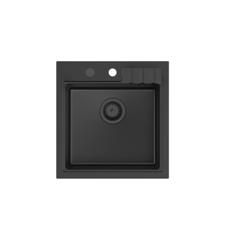 PETER 110 GraniteQ zlewozmywak granitowy pure carbon 1-komorowy z/o (50x52x20) z syfonem pure carbon + PATELNIA TEFAL NALESNIKI
