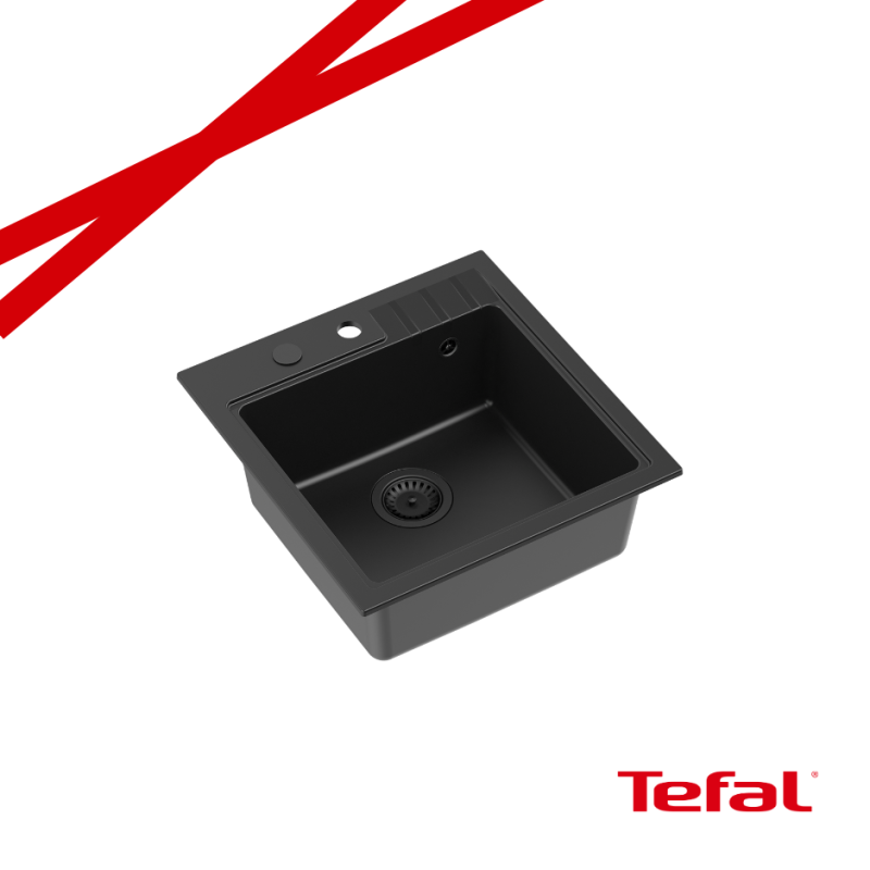 PETER 110 GraniteQ zlewozmywak granitowy pure carbon 1-komorowy z/o (50x52x20) z syfonem pure carbon + PATELNIA TEFAL NALESNIKI