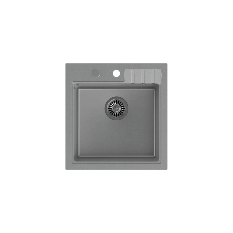 PETER 110 GraniteQ zlewozmywak granitowy silver stone 1-komorowy z/o (50x52x20) z syfonem i zaślepką + PATELNIA TEFAL NALESNIKI