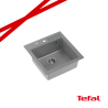 PETER 110 GraniteQ zlewozmywak granitowy silver stone 1-komorowy z/o (50x52x20) z syfonem i zaślepką + PATELNIA TEFAL NALESNIKI