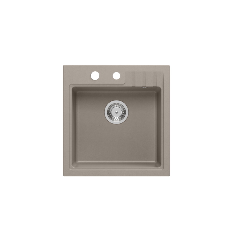 PETER 110 GraniteQ zlewozmywak granitowy soft taupe 1-komorowy z/o (50x52x20) z syfonem i zaślepką + PATELNIA TEFAL NALESNIKI