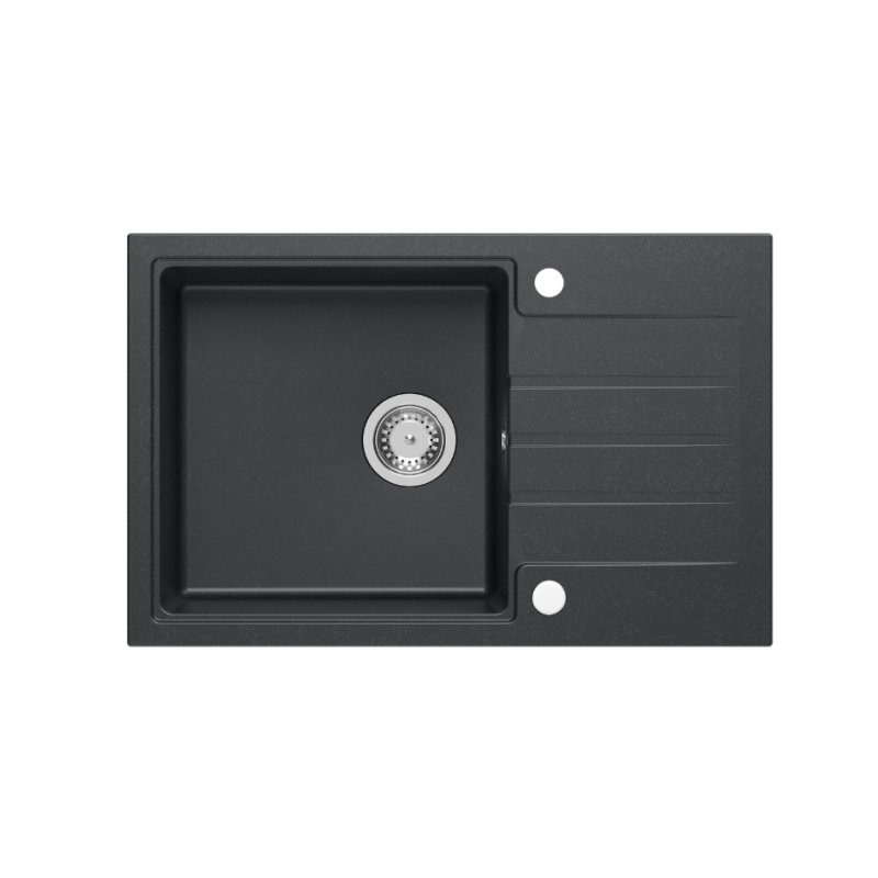 PETER 111 GraniteQ zlewozmywak granitowy black dotted 1-komorowy z/o (78x50x20) z syfonem+ PATELNIA NALESNIKI