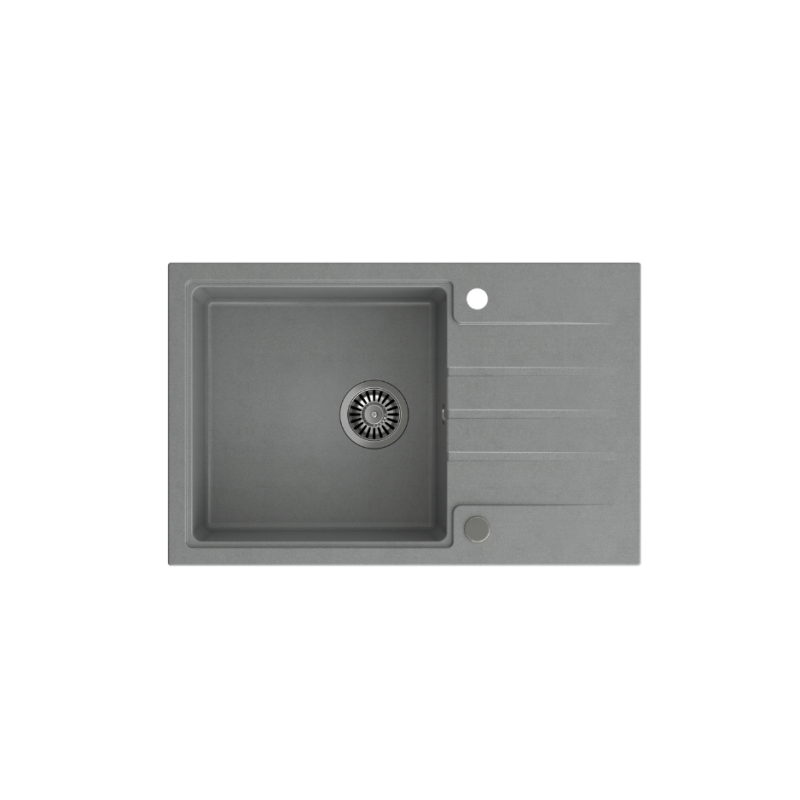 PETER 111 GraniteQ zlewozmywak granitowy silver stone 1-komorowy z/o (78x50x20) z syfonem i zaślepką + PATELNIA TEFAL NALESNIKI