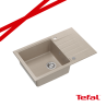 PETER 111 GraniteQ zlewozmywak granitowy pearl beige (beżowy) 1-komorowy z/o (78x50x20) z syfonem i zaślepką + PATELNIA TEFAL NA