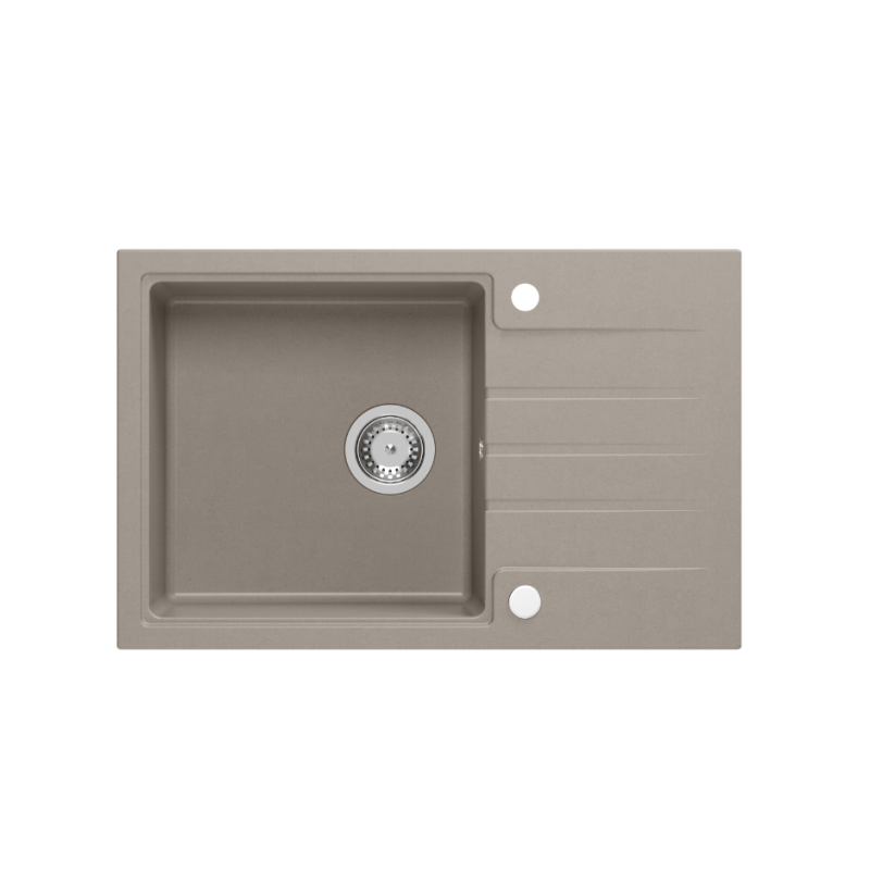 PETER 111 GraniteQ zlewozmywak granitowy soft taupe 1-komorowy z/o (78x50x20) z syfonem i zaślepką + PATELNIA TEFAL NALESNIKI