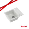 PETER 116 GraniteQ zlewozmywak granitowy snow white 1-komorowy z/o (62x50x20) z syfonem  + PATELNIA NALESNIKI