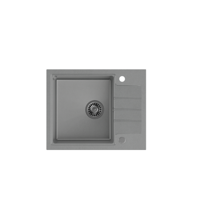 PETER 116 GraniteQ zlewozmywak granitowy silver stone 1-komorowy z/o (62x50x20) z syfonem i zaślepką + PATELNIA TEFAL NALESNIKI