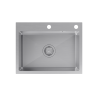 LUKE 110 WORKSTATION zlewozmywak stalowy (58x45x20) z syfonem 1-komorowy b/o  bateria z elastyczną wylewką + PATELNIA INDUKCJA