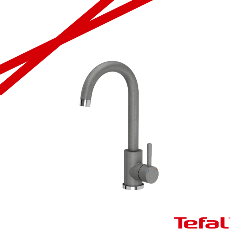 KATE GraniteQ stalowa bateria kuchenna silver stone (szary) + PROMOCJA TEFAL DOZOWNIK