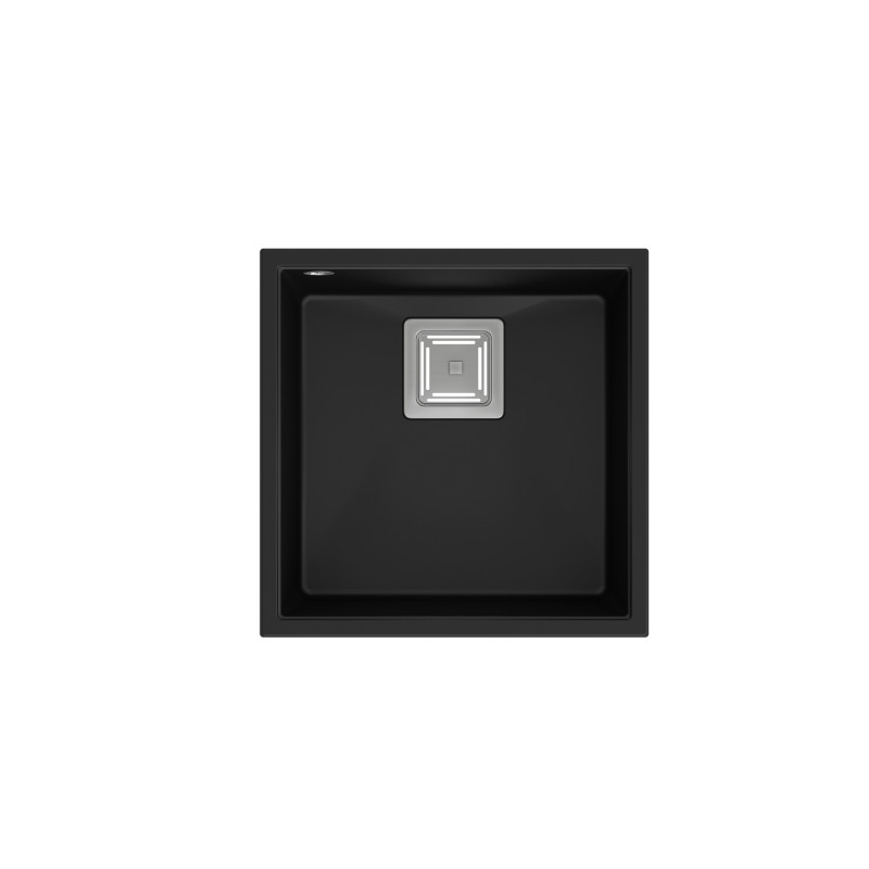 Zlewozmywak granitowy DAVID 40 – jednokomorowy, podwieszany, pure carbon/elementy stalowe, Quadron