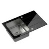 Zlewozmywak fusion FORD 111 – jednokomorowy, wpuszczany, czarne szkło hartowane/elementy stalowe, Quadron
