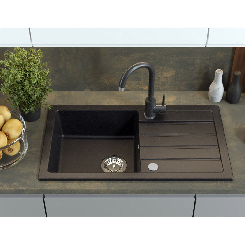 Bateria kuchenna KATE – stalowa, black dotted GraniteQ, obrotowa, Quadron