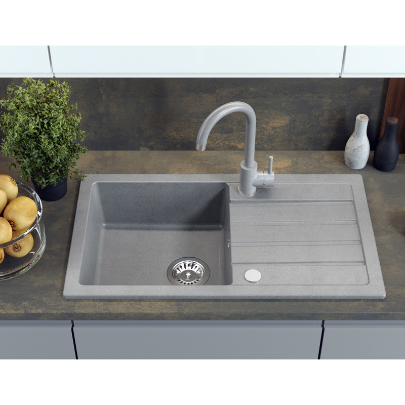 Bateria kuchenna KATE – stalowa, silver stone GraniteQ, obrotowa, Quadron