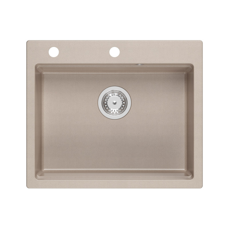 Zlewozmywak granitowy KURT 110 WORKSTATION – jednokomorowy, wpuszczany, pearl beige/elementy stalowe + AKCESORIA, Quadron