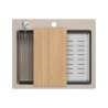 Zlewozmywak granitowy KURT 110 WORKSTATION – jednokomorowy, wpuszczany, pearl beige/elementy stalowe + AKCESORIA, Quadron