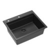Zlewozmywak granitowy KURT 110 WORKSTATION – jednokomorowy, wpuszczany, pure carbon/elementy czarne + AKCESORIA, Quadron