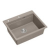 Zlewozmywak granitowy KURT 110 WORKSTATION – jednokomorowy, wpuszczany, soft taupe/elementy stalowe + AKCESORIA, Quadron