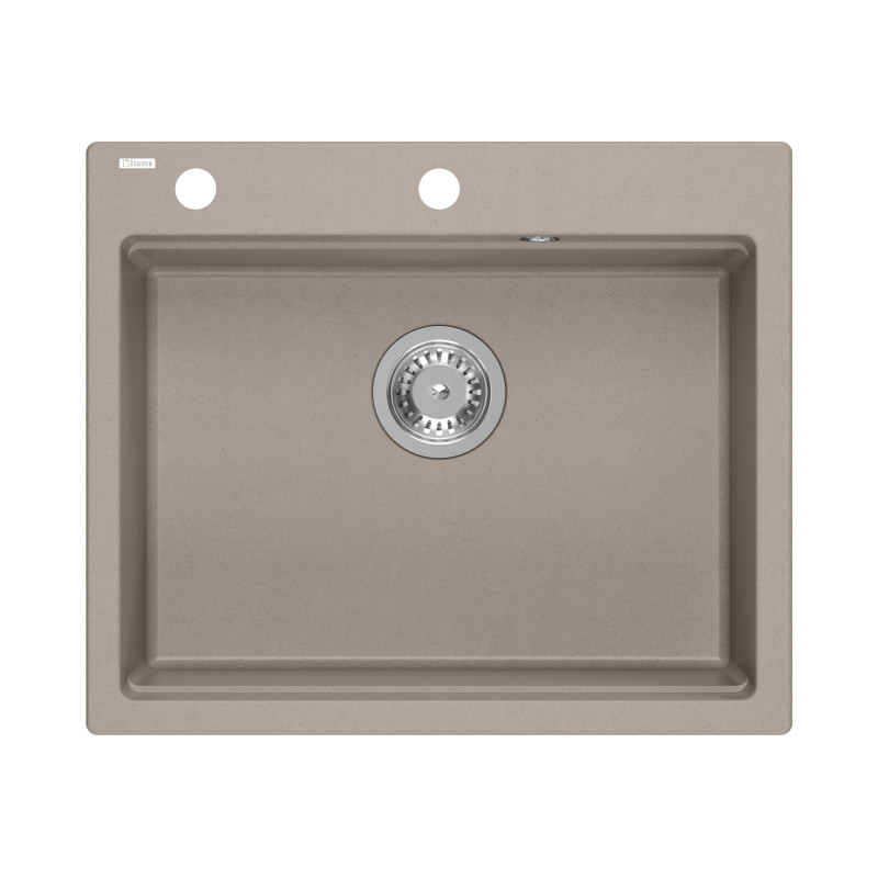 Zlewozmywak granitowy KURT 110 WORKSTATION – jednokomorowy, wpuszczany, soft taupe/elementy stalowe + AKCESORIA, Quadron
