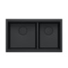 Zlewozmywak granitowy LOGAN 120 – dwukomorowy, podwieszany, pure carbon/elementy pure carbon, Quadron