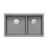 Zlewozmywak granitowy LOGAN 120 – dwukomorowy, podwieszany, silver stone/elementy stalowe, Quadron