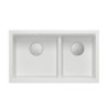 Zlewozmywak granitowy LOGAN 120 – dwukomorowy, podwieszany, snow white/elementy stalowe, Quadron