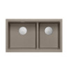 Zlewozmywak granitowy LOGAN 120 – dwukomorowy, podwieszany, soft taupe/elementy stalowe, Quadron