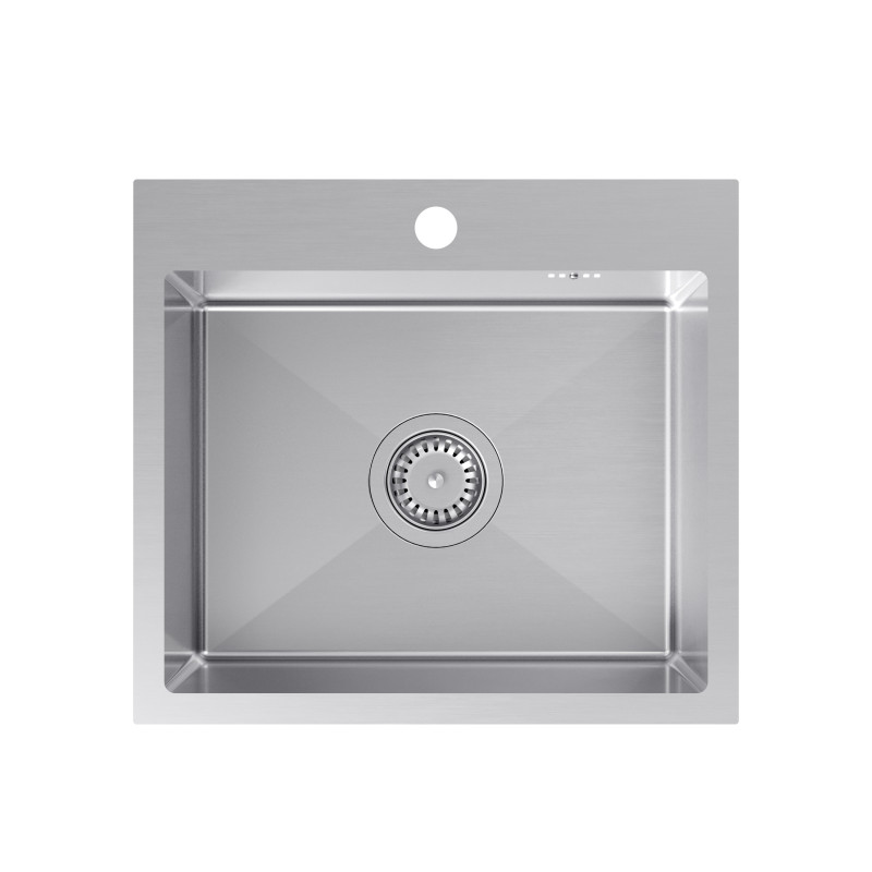 Zlewozmywak stalowy LUKE 100  – jednokomorowy, wpuszczany, stal szlachetna/elementy stalowe, Quadron