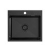 Zlewozmywak stalowy LUKE 100 + bateria z elastyczną wylewką – jednokomorowy, wpuszczany, stal black metal/elementy black metal, Quadron