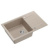 Zlewozmywak granitowy PETER 111 – jednokomorowy, wpuszczany, pearl beige/elementy stalowe, Quadron
