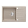 Zlewozmywak granitowy PETER 111 – jednokomorowy, wpuszczany, pearl beige/elementy stalowe, Quadron