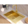 Zlewozmywak stalowy RUSSEL 116 – jednokomorowy, wpuszczany/na równi z blatem, stal złota/elementy złote, Quadron
