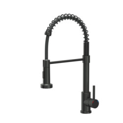Bateria kuchenna SALMA – stalowa, pure carbon, obrotowa, ruchoma wylewka, z prysznicem, Quadron
