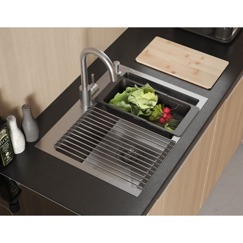 Wkładka ociekowa regulowana – czarne tworzywo (regulowana szerokość 320-460 x 185 mm)