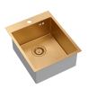 Zlewozmywak stalowy RUSSEL 90 – jednokomorowy, wpuszczany/na równi z blatem, stal miedziana/elementy miedziane, Quadron