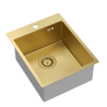 Zlewozmywak stalowy RUSSEL 90 – jednokomorowy, wpuszczany/na równi z blatem, stal złota/elementy złote, Quadron