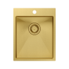 Zlewozmywak stalowy RUSSEL 90 – jednokomorowy, wpuszczany/na równi z blatem, stal złota/elementy złote, Quadron