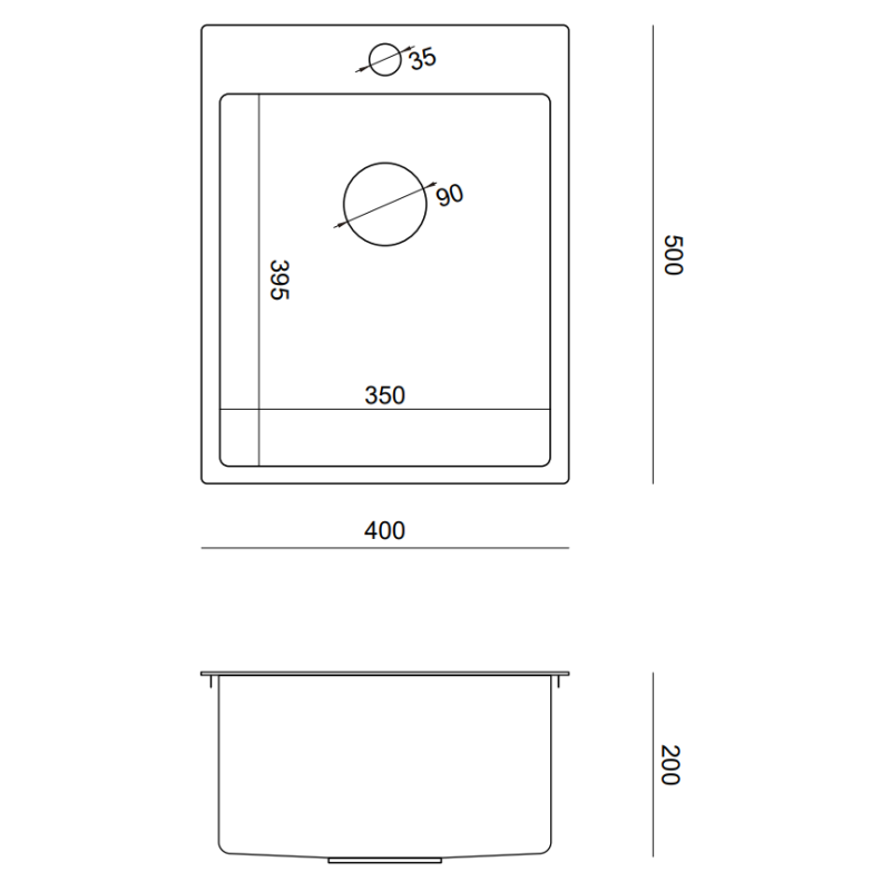 Zlewozmywak stalowy RUSSEL 90 – jednokomorowy, wpuszczany/na równi z blatem, stal złota/elementy złote, Quadron