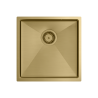 Zlewozmywak stalowy ANTHONY 50 – jednokomorowy, podwieszany/wpuszczany/na równi z blatem, stal złota/elementy złote, Quadron