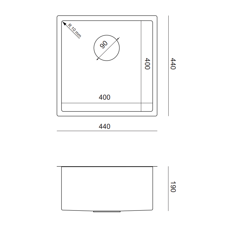 Zlewozmywak stalowy ANTHONY 50 – jednokomorowy, podwieszany/wpuszczany/na równi z blatem, stal złota/elementy złote, Quadron