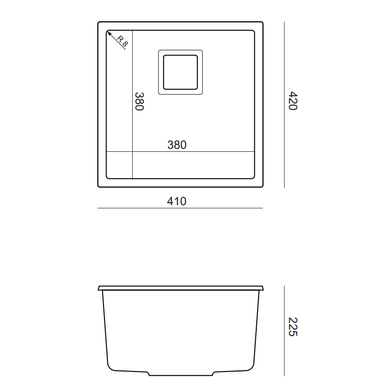 Zlewozmywak granitowy DAVID 40 – jednokomorowy, podwieszany, black diamond/elementy miedziane, Quadron
