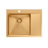 Zlewozmywak stalowy RUSSEL 116 – jednokomorowy, wpuszczany/na równi z blatem, stal miedziana/elementy miedziane, Quadron