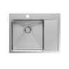 Zlewozmywak stalowy RUSSEL 116 – jednokomorowy, wpuszczany/na równi z blatem, stal szlachetna/elementy stalowe, Quadron