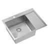 Zlewozmywak stalowy RUSSEL 116 – jednokomorowy, wpuszczany/na równi z blatem, stal szlachetna/elementy stalowe, Quadron