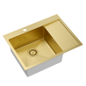 Zlewozmywak stalowy RUSSEL 116 – jednokomorowy, wpuszczany/na równi z blatem, stal złota/elementy złote, Quadron