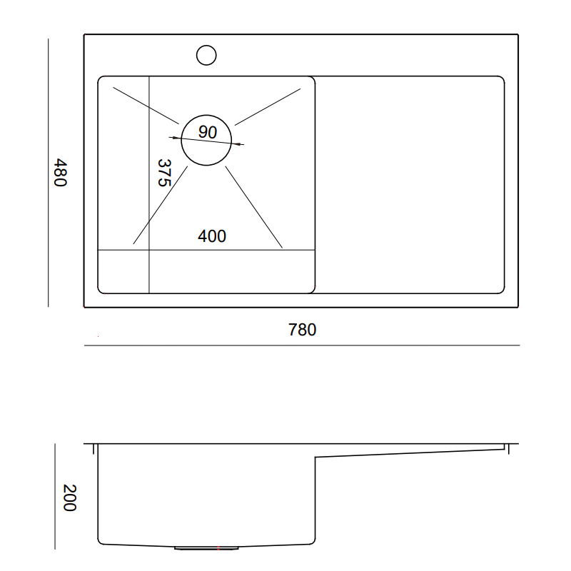Zlewozmywak stalowy RUSSEL 111 – jednokomorowy, wpuszczany/na równi z blatem, stal złota/elementy złote, Quadron
