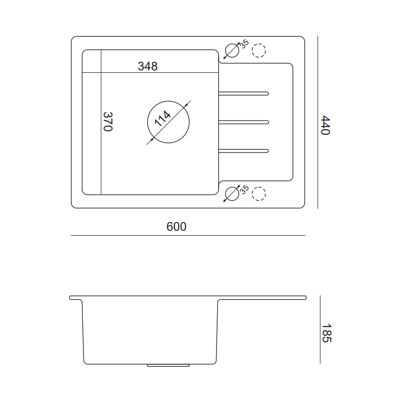 Zestaw JOHNNY 116 PURE CARBON zlewozmywak granitowy z baterią, dozownikiem i zwijaną matą – jednokomorowy, wpuszczany, pure carbon/elementy czarne, bateria pure carbon, dozownik pure carbon, Qmata pure carbon, Quadron