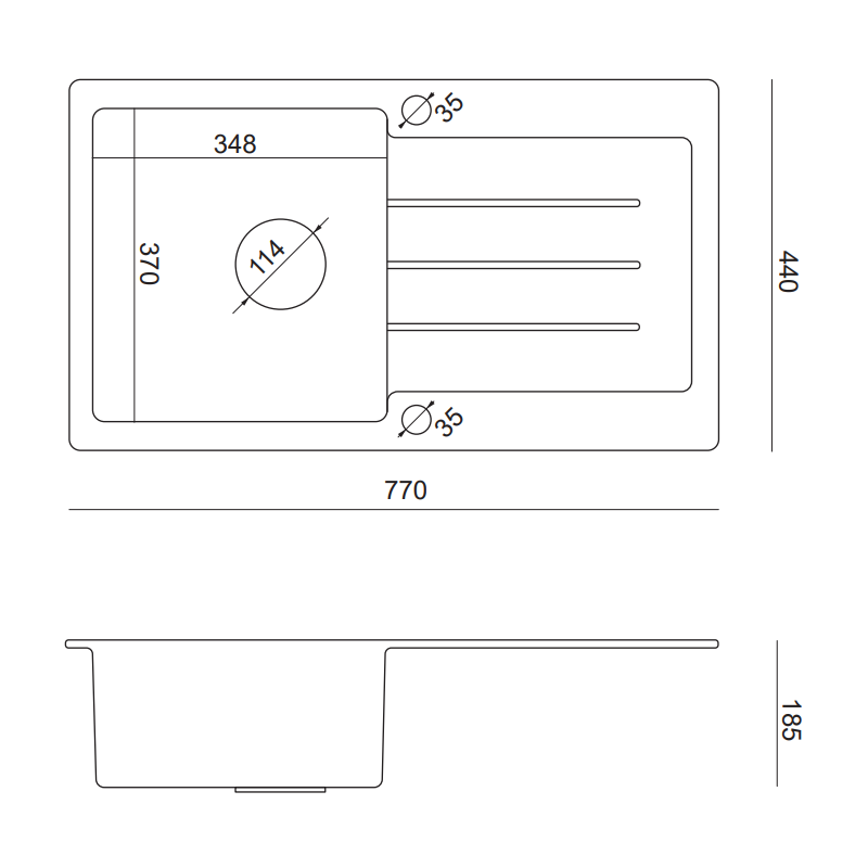 Zestaw JOHNNY 111 PURE CARBON zlewozmywak granitowy z baterią, dozownikiem i zwijaną matą – jednokomorowy, wpuszczany, pure carbon/elementy czarne, bateria pure carbon, dozownik pure carbon, Qmata pure carbon, Quadron