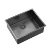 Zlewozmywak stalowy ANTHONY 60 – jednokomorowy, podwieszany/wpuszczany/na równi z blatem, stal grafitowa/elementy grafitowe, Quadron